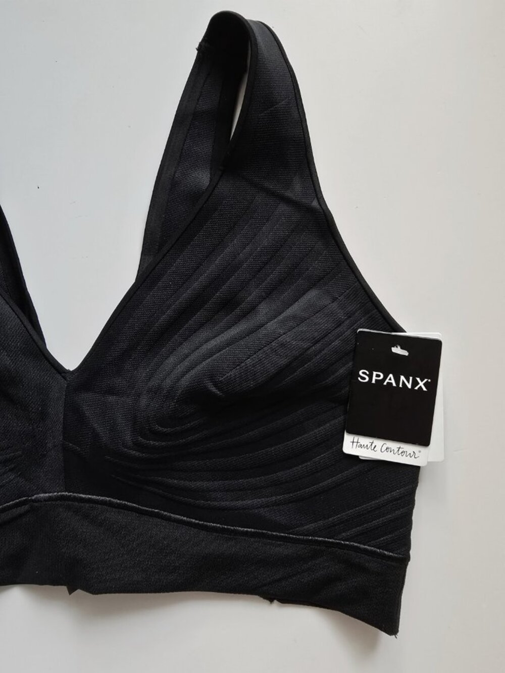 Spanx Haute Contour Wireless Black Unlined Bra L Large Unpadded Pullover V-neck - Picture 3 of 8